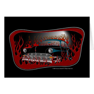 Schwarze Two-Tone-54-Chevy-Hot-Rod-in-Flammen-Kart