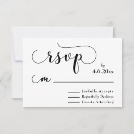 Schwarze Typografie auf weißem Elegant, einfache U RSVP Karte