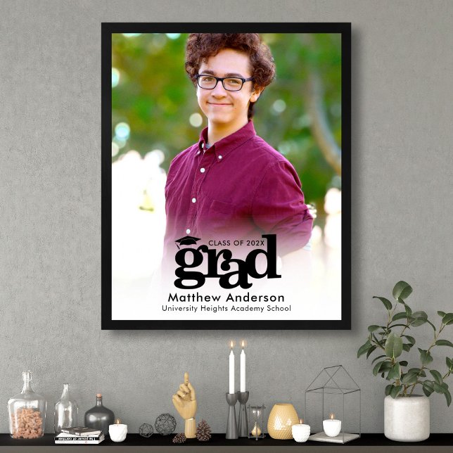 Schwarze Typografie des weißen Abschlusses Foto Mi Poster (Von Creator hochgeladen)