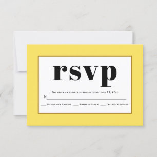 Schwarze Typografie gelbe Hochzeit RSVP-Karte RSVP Karte