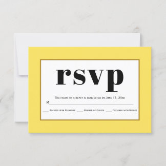 Schwarze Typografie gelbe Hochzeit RSVP-Karte RSVP Karte