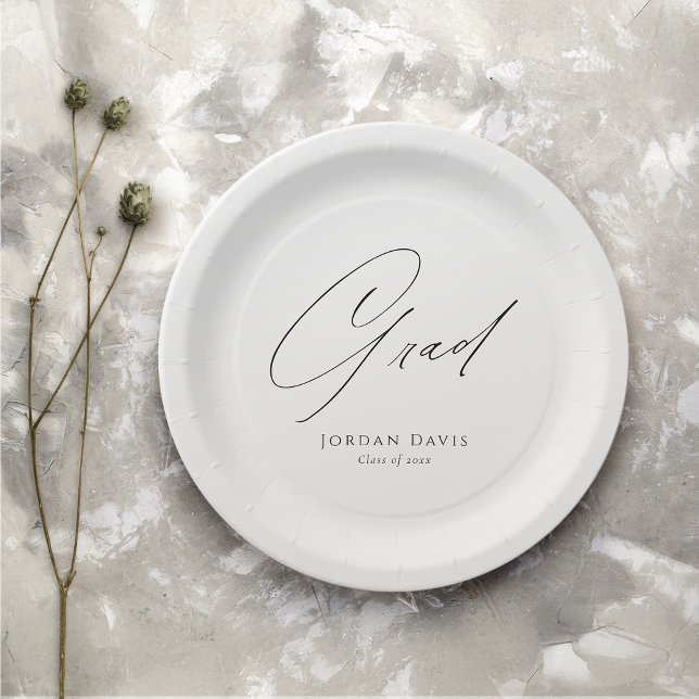 Schwarze Typografie-Glückwunsch Moderner Abschluss Pappteller (Black Typography Congrats Modern Graduate Paper Plates)