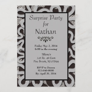 Schwarze u. graue abstrakte Überraschungs-Party Einladung
