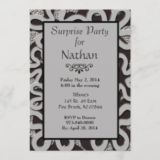 Schwarze u. graue abstrakte Überraschungs-Party Einladung