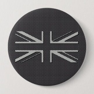 Schwarze u. graue Kohlenstoff-Faser-BRITISCHER Button