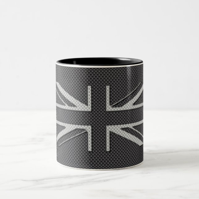 Schwarze u. graue Kohlenstoff-Faser-BRITISCHER Zweifarbige Tasse (Mittel)
