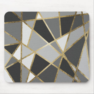 Schwarze u. graue moderne Geo-Golddreiecke Mousepad