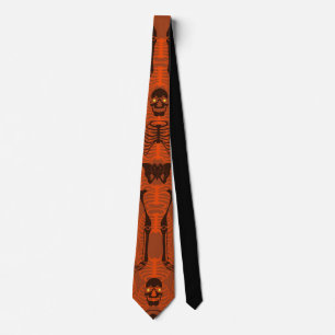 Schwarze u. orange Skelett-Halloween-Krawatte Krawatte