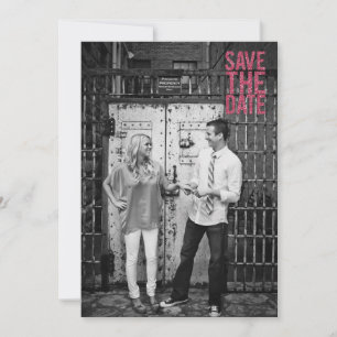 Schwarze u. rosa Glitzer-Save the Date Typografie Einladung