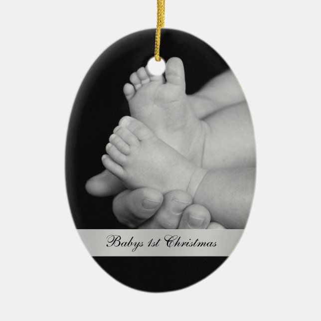 Schwarze u. weiße Babys erste Weihnachtsverzierung Keramikornament (Vorne)