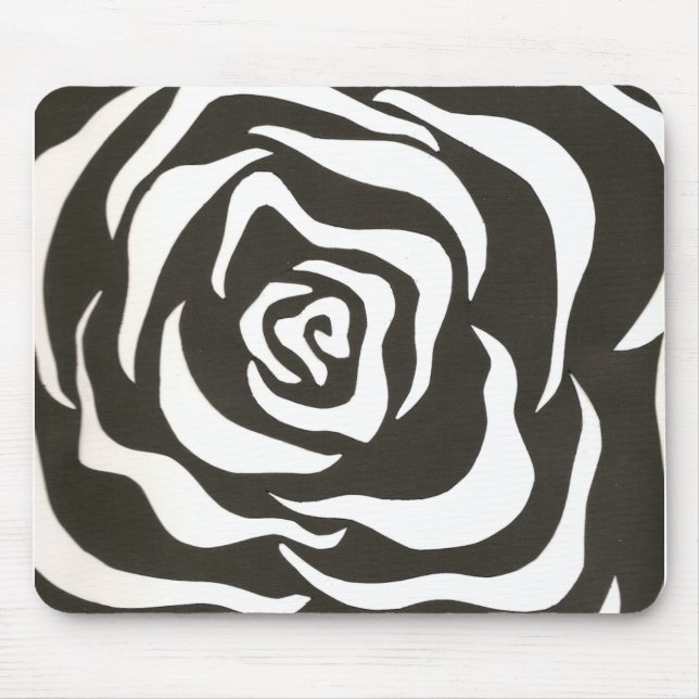 schwarze u. weiße Blume Mousepad (Vorne)