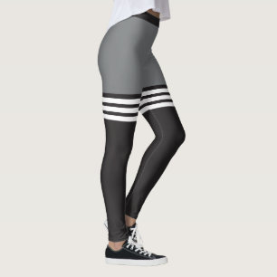 Schwarze u. weiße gestreifte Sport-Leggings Leggings