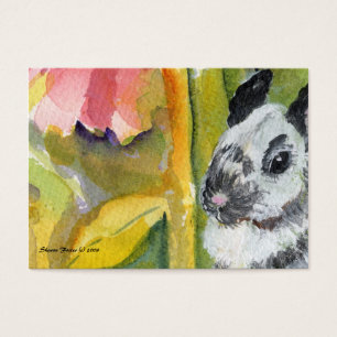 Schwarze u. weiße Häschen ACEO ATC-Kunst-Karte