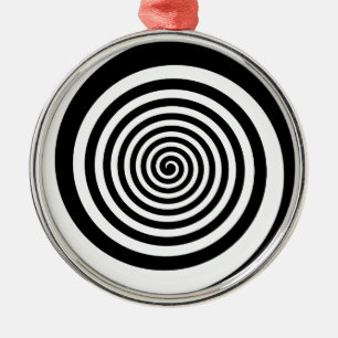 Schwarze u. weiße Hypnotik-Spirale Silbernes Ornament