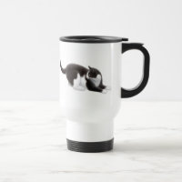 Schwarze u. weiße Katzen-Reise-Tasse