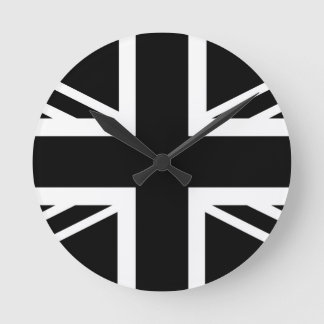 Schwarze u. weiße klassische Flagge Runde Wanduhr