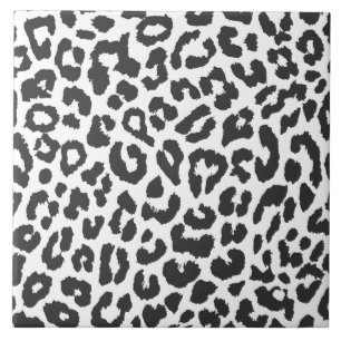 Schwarze u. weiße Leopard-Druck-Tierhaut-Muster Fliese