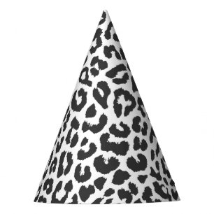 Schwarze u. weiße Leopard-Druck-Tierhaut-Muster Partyhütchen