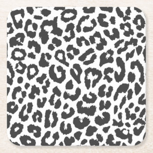 Schwarze u. weiße Leopard-Druck-Tierhaut-Muster Rechteckiger Pappuntersetzer