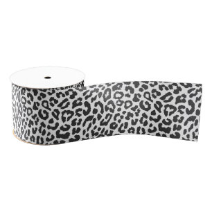 Schwarze u. weiße Leopard-Druck-Tierhaut-Muster Ripsband