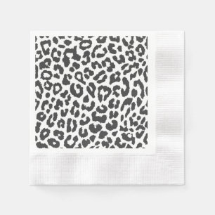 Schwarze u. weiße Leopard-Druck-Tierhaut-Muster Serviette