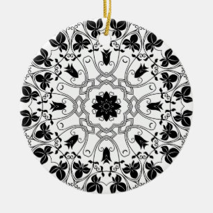 Schwarze u. weiße Mandala-mystische Keramikornament