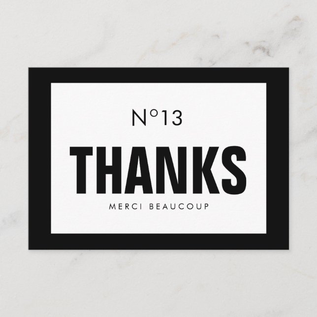 Schwarze u. weiße Mode DANKEN IHNEN Dankeskarte (Vorderseite)