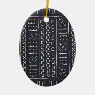Schwarze u. weiße Mudcloth Verzierung Keramik Ornament