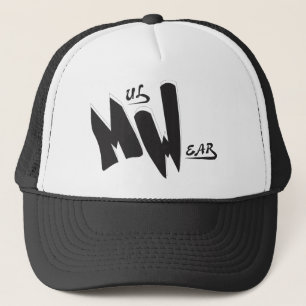 Schwarze u. weiße MW-Logokappe Truckerkappe