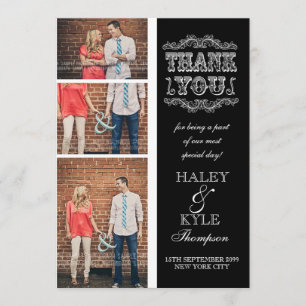 Schwarze u. weiße noble Hochzeit danken Ihnen Dankeskarte