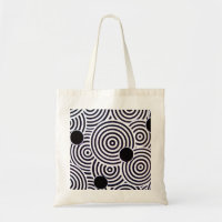 Schwarze u. weiße OPkunst kreist Budget-Tasche ein