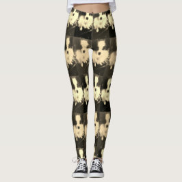 Schwarze u. weiße Papillon Hundedesigner-Leggings Leggings
