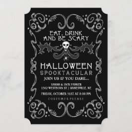 Schwarze u. weiße Party Einladung Halloweens