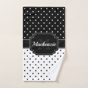 Schwarze u. weiße Punkte Badhandtuch Set