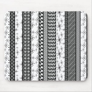 Schwarze u. weiße Retro Muster-Streifen 1 Mousepad