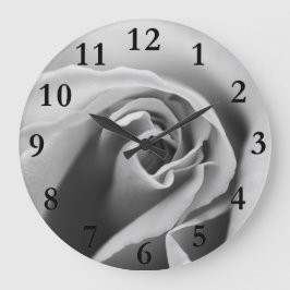 Schwarze u. weiße Rose Große Wanduhr