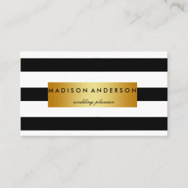 Schwarze u. weiße schicke Streifen im Gold Visitenkarte