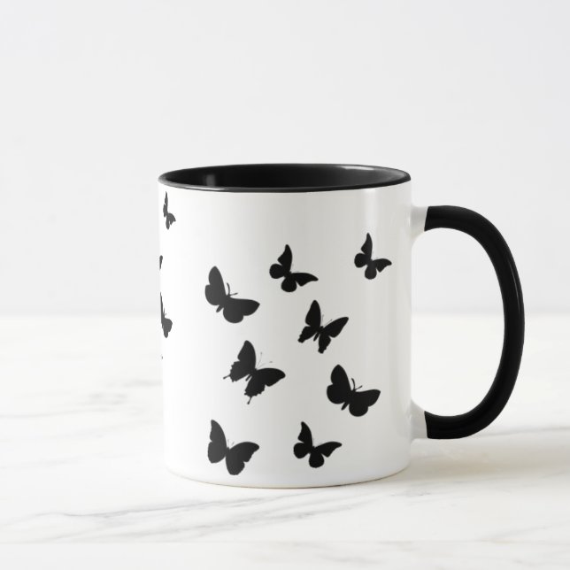 schwarze u. weiße Schmetterlings-Tasse Tasse (Rechts)