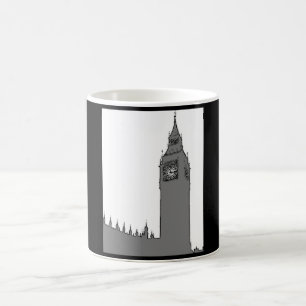Schwarze u. weiße Tasse Londons Big Ben