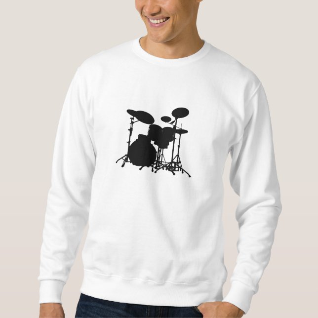 Schwarze u. weiße Trommel-Ausrüstungs-Silhouette - Sweatshirt (Vorderseite)
