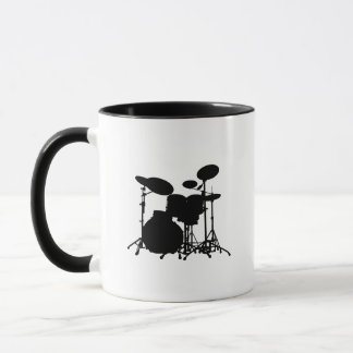 Schwarze u. weiße Trommel-Ausrüstungs-Silhouette - Tasse