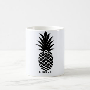 Schwarze u. weiße tropische Ananas-elegantes Chic Kaffeetasse