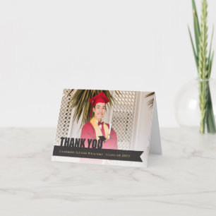 Schwarze Überlagerungsband-Abschlussmütze Modernes Dankeskarte