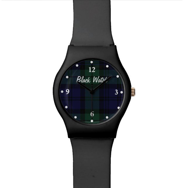 Schwarze Uhr-karierte kundenspezifische Armbanduhr (Nahaufnahme)