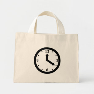 Schwarze Uhr Mini Stoffbeutel