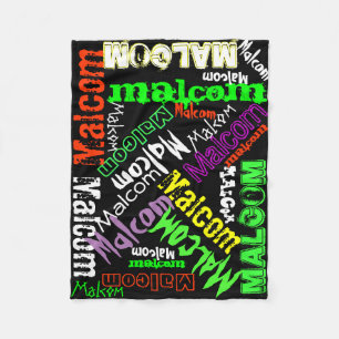 Schwarze umfassende bunte helle Neonnamenscollage Fleecedecke