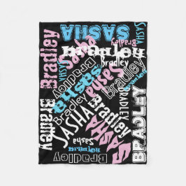 Schwarze umfassende Tafel nennt Fleece-Decke Fleecedecke