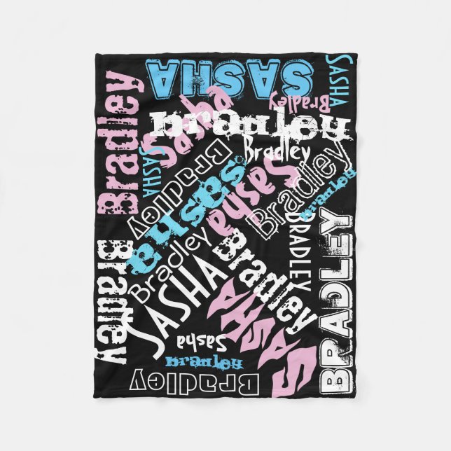 Schwarze umfassende Tafel nennt Fleece-Decke Fleecedecke (Vorderseite)