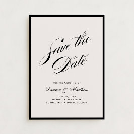 Schwarze Umrandung Elfenbein Modern Save the Date Einladung