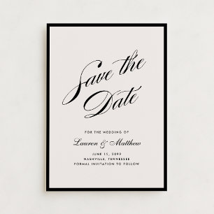 Schwarze Umrandung Elfenbein Modern Save the Date Einladung